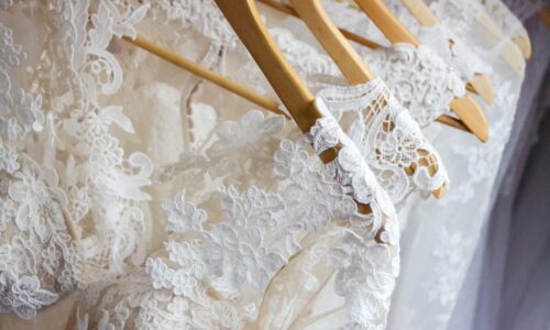 wedding dress hanging